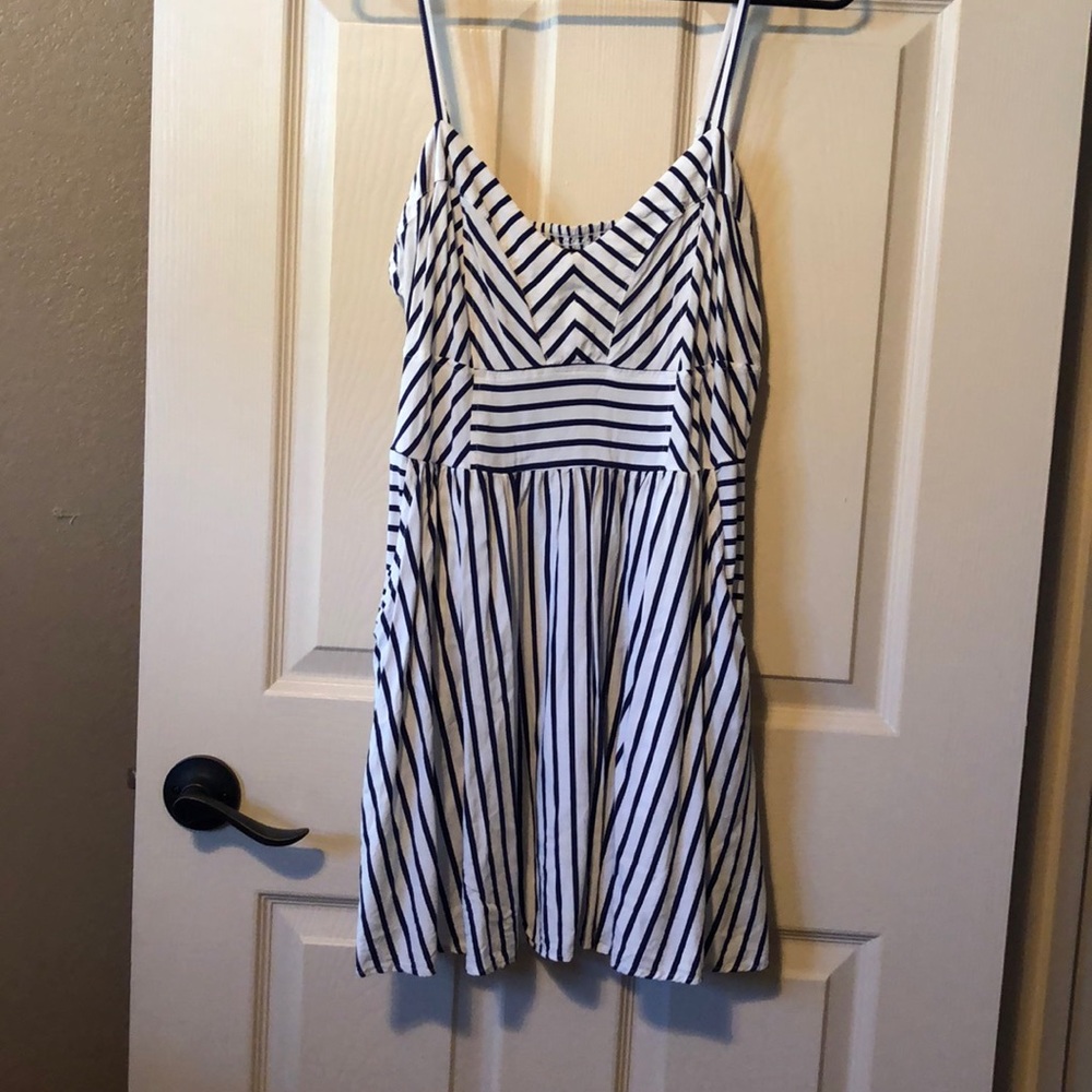 Blue and white dress